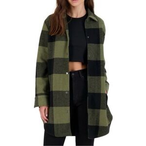 Steve Madden BB Dakota Women's Green and Black Plaid Shirt Jacket | Size Small
